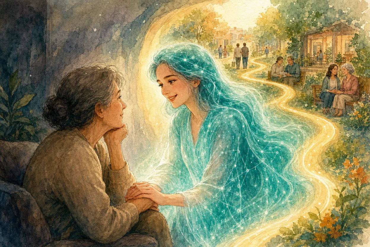 A hand reaching toward another across a small distance.